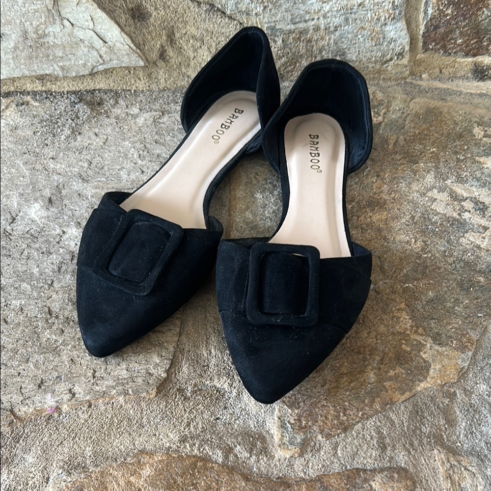 Bamboo Women's Black Suede Flats